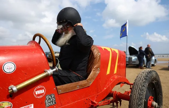 Motoring enthusiasts take part in the “Race The Waves” classic car and motorcycle meet at the beach in Bridlington, Britain on April 22, 2023. (Photo by Lee Smith/Reuters)
