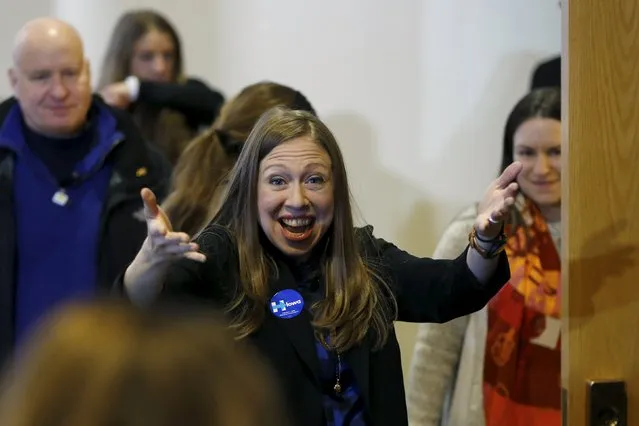 Chelsea Clinton, daughter of U.S. Democratic presidential candidate Hillary Clinton, greets supporters while campaigning for her mother at Abraham Lincoln High School in Des Moines, IA, January 16, 2016. (Photo by Aaron P. Bernstein/Reuters)