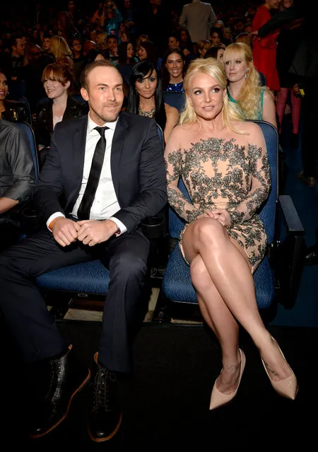 Musician Britney Spears (R) and David Lucado attend The 40th Annual People's Choice Awards at Nokia Theatre LA Live on January 8, 2014 in Los Angeles, California. (Photo by Lester Cohen/WireImage)