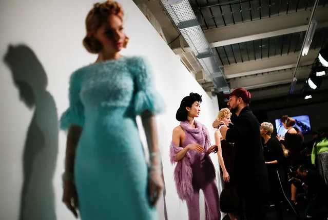 Models are seen backstage before the Mark Fast show at London Fashion Week Women's A/W19 in London, Britain February 15, 2019. (Photo by Henry Nicholls/Reuters)