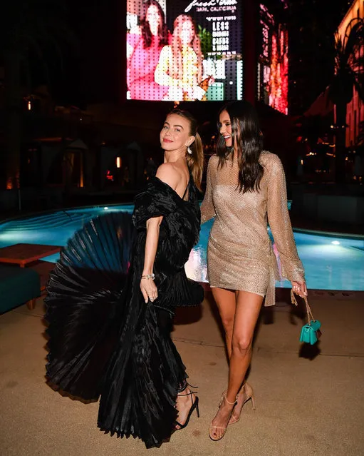 American dancer, actress, and singer Julianne Hough and Canadian actress Nina Dobrev celebrate the launch of Fresh Vine Wine in the state of Nevada at Resorts World Las Vegas on February 26, 2022 in Las Vegas, Nevada. (Photo by juleshough/Instagram)