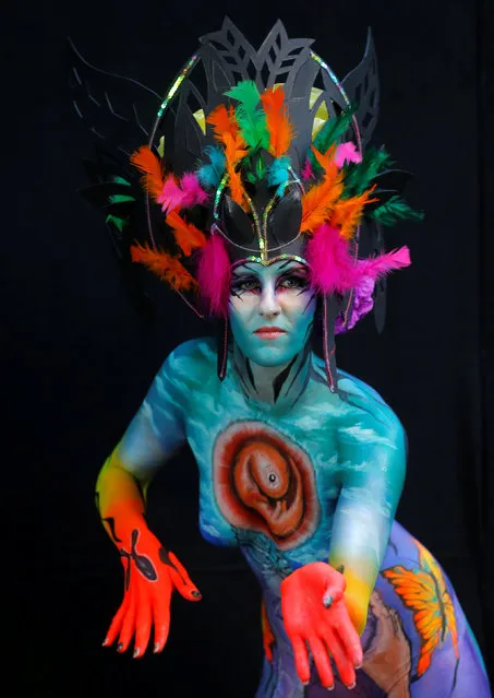 A model poses during the World Bodypainting Festival in Poertschach, Austria, July 1, 2016. (Photo by Heinz-Peter Bader/Reuters)