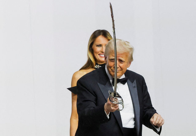 Donald Trump and first lady Melania Trump attend the Commander in Chief Ball in honor of his inauguration in Washington on January 21, 2025. (Photo by Daniel Cole/Reuters)
