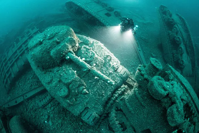 American Sherman tanks from the second world war lie on the Atlantic seabed where the ships that were carrying them were torpedoed and sunk off the north-west coast of Ireland on August 26, 2016. (Photo by Darragh Norton/Caters News Agency)