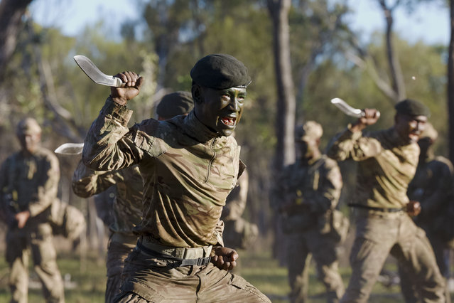 Soldiers of the Royal Gurkha Rifles demonstrate their kukri skills during Exercise Talisman Sabre, which involves 35,000 troops from 19 nations and is being held in Australia on July 21, 2025. (Photo by CPL Janet Pan/Department of Defence)