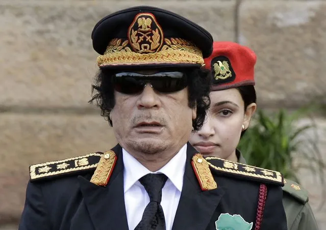 Libyan leader Muammar Gaddafi attends the inauguration ceremony of Jacob Zuma on May 9, 2009 in Pretoria, South Africa. Jacob Gedleyihlekisa Zuma is South Africa's fourth President since the end of apartheid. (Photo by Foto24/Gallo Images/Getty Images)