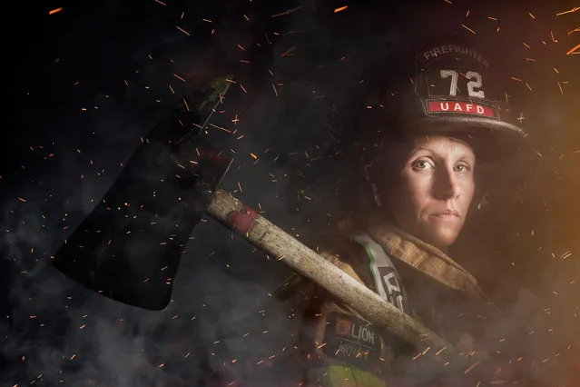 A truck driver, butcher and firefighter are some of the subjects in the latest project by the photographer Chris Crisman. This series portrays women at work and focuses on occupations traditionally seen as male dominated. Here: Firefighter Mindy Gabriel, from Upper Arlington, Ohio. (Photo by Chris Crisman/The Guardian)