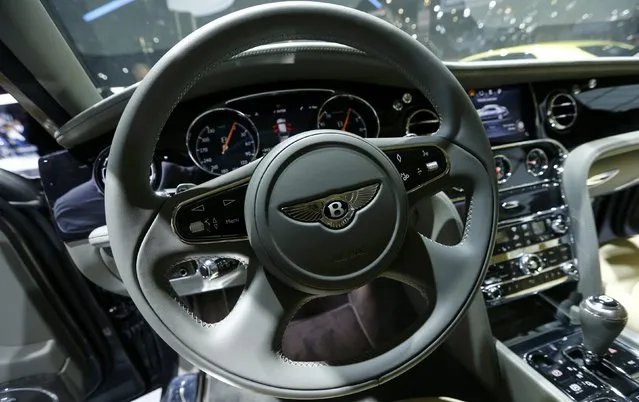 The interior of the new Bentley Mulsanne EWB is pictured at the 86th International Motor Show in Geneva, Switzerland, March 1, 2016. (Photo by Denis Balibouse/Reuters)