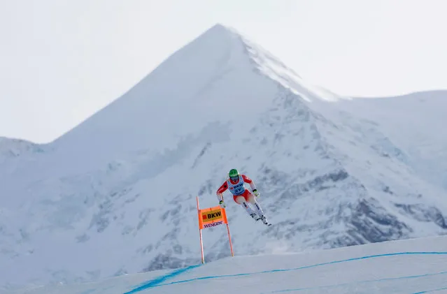 Switzerland's Franjo von Allmen in action during the FIS Alpine Ski World Cup in Wengen, Switzerland on January 10, 2024. (Photo by Leonhard Foeger/Reuters)