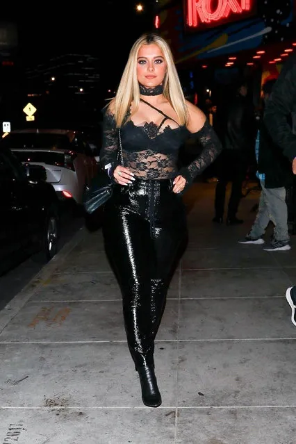 Pop Singer Bebe Rexha puts on a sultry display donning a leather ensemble outside the Maneskin Concert with her boyfriend in Hollywood on November 2, 2021. While leaving The Roxy Bebe makes time to strike a pose for an impromptu unofficial photoshoot. (Photo by The Daily Stardust/Backgrid USA)