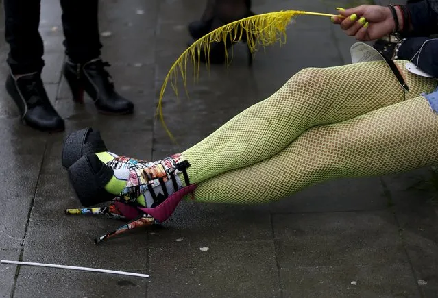 A participant rests during the Belgian lesbian, gay, bisexual and transgender (LGBT) Pride Parade in Brussels, Belgium, May 16, 2015. (Photo by Francois Lenoir/Reuters)