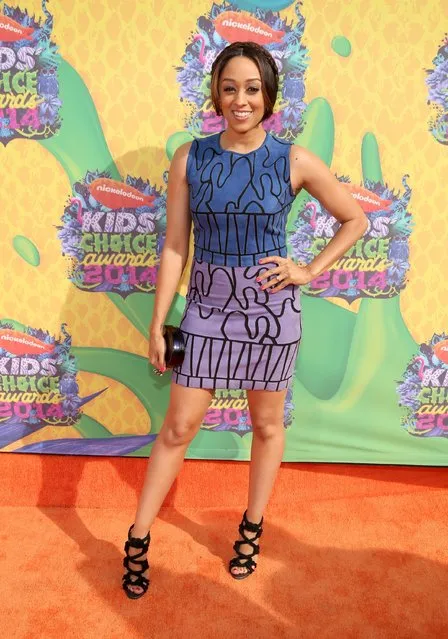 Actress Tia Mowry-Hardrict attends Nickelodeon's 27th Annual Kids' Choice Awards held at USC Galen Center on March 29, 2014 in Los Angeles, California. (Photo by Mark Davis/Getty Images)