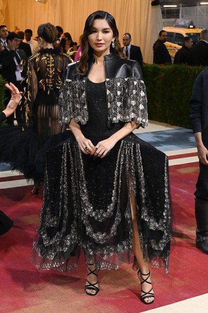 English actress Gemma Chan, fashion detail attends The 2022 Met Gala Celebrating “In America: An Anthology of Fashion” at The Metropolitan Museum of Art on May 02, 2022 in New York City. (Photo by David Fisher/Rex Features/Shutterstock)