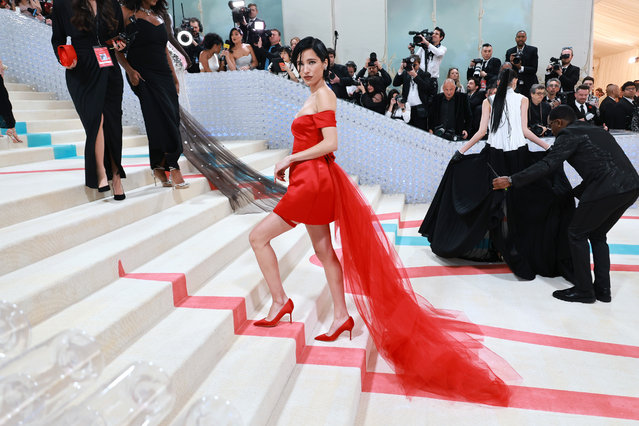 American actress Kelsey Asbille Chow attends The 2023 Met Gala Celebrating “Karl Lagerfeld: A Line Of Beauty” at The Metropolitan Museum of Art on May 01, 2023 in New York City. (Photo by Theo Wargo/Getty Images for Karl Lagerfeld)