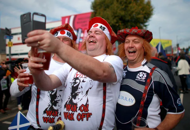 Scotland fans before the Rugby World Cup match against Japan at the Kingsholm stadium in Gloucester, England on September 23, 2015. (Photo by David Davies/PA Wire)