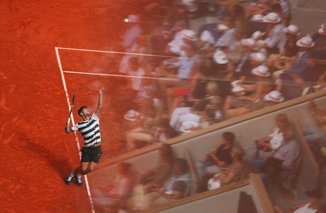 Spain's Carlos Alcaraz in action during his fourth round match against Ben Shelton of the U.S. at the French Open in Paris on June 1, 2025. (Photo by Denis Balibouse/Reuters)