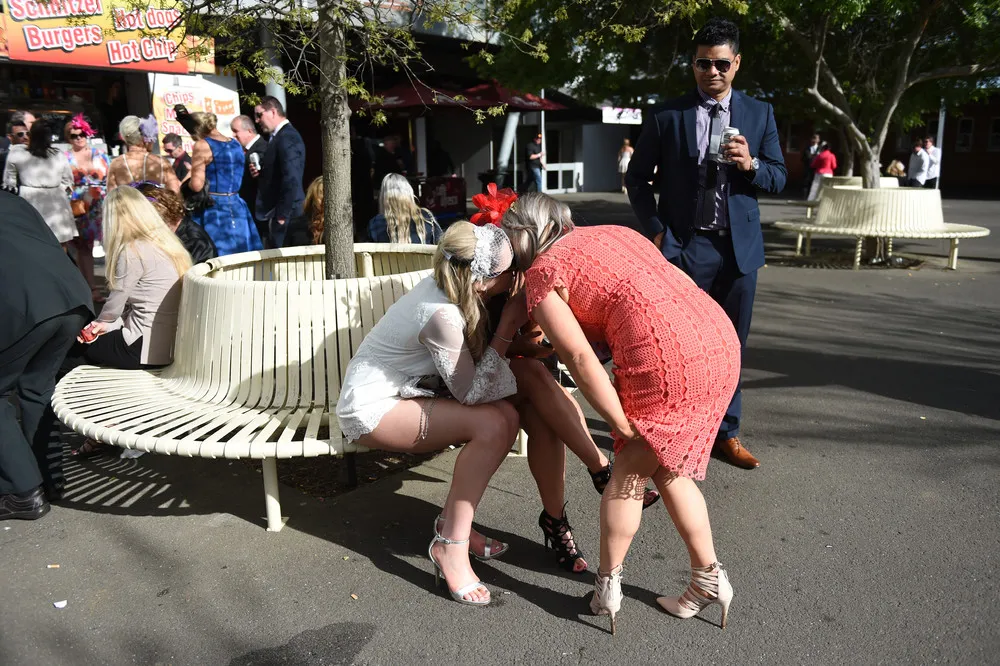 Racegoers on the Australian Geelong Cup