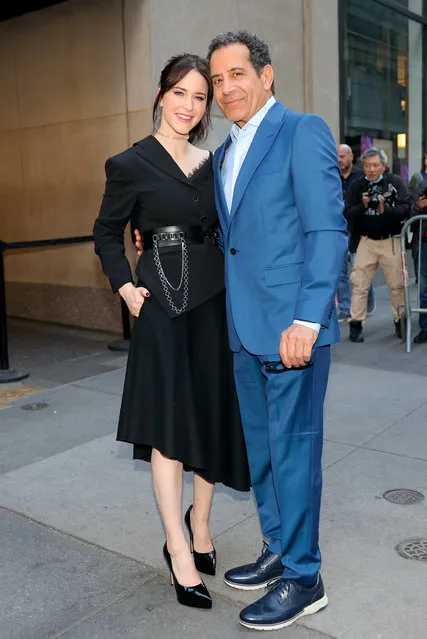 American actors Rachel Brosnahan and Tony Shalhoub arrive at the 'Today' show on April 13, 2023 in New York City.  (Photo by Jose Perez/Bauer-Griffin/GC Images)