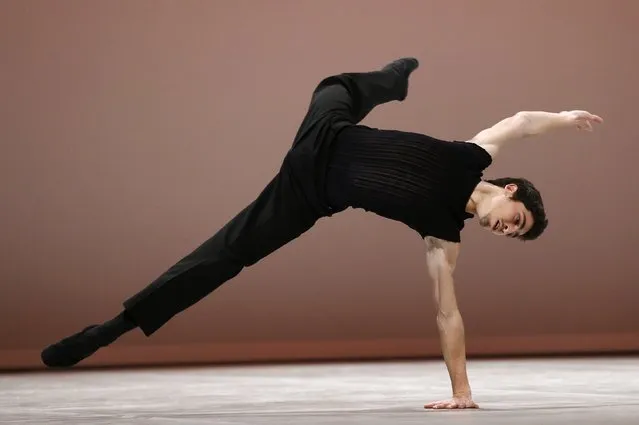 Miguel Pinheiro of Portugal performs his contemporary variation during the final of the 43rd Prix de Lausanne at the Beaulieu Theatre in Lausanne February 7, 2015. (Photo by Denis Balibouse/Reuters)
