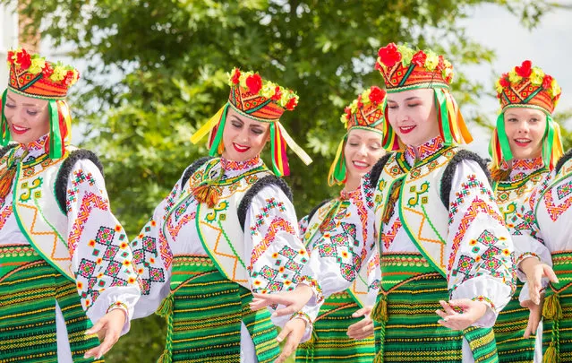 Dancers Canada/Ukraine at the opening day of the Billingham International Folklore Festival of World Dance, now in its 54th year in Billingham, United Kingdom on August 11, 2018. (Photo by Alan Dawson/Alamy Live News)