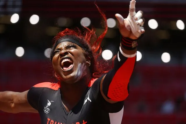 Portious Warren of Team Trinidad And Tobago prepares to compete in the Women's Shot Put Final on day nine of the Tokyo 2020 Olympic Games at Olympic Stadium on August 01, 2021 in Tokyo, Japan.. (Photo by Kai Pfaffenbach/Reuters)