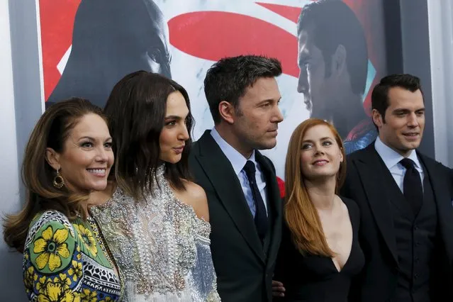 Cast members (L-R) Diana Lane, Gal Gadot, Ben Affleck, Amy Adams and Henry Cavill attend New York premiere “Batman V Superman: Dawn Of Justice” at Radio City Music Hall in New York, March 20, 2016. (Photo by Eduardo Munoz/Reuters)