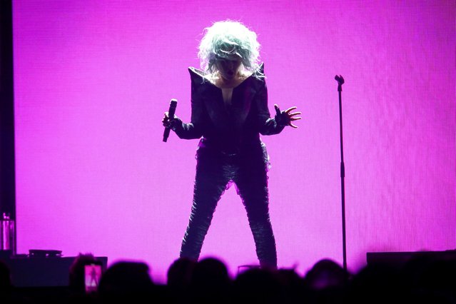 Singer Cyndi Lauper performs during the Girls Just Wanna Have Fun Farewell Tour at Madison Square Garden on Wednesday, October 30, 2024, in New York. (Photo by Andy Kropa/Invision/AP Photo)