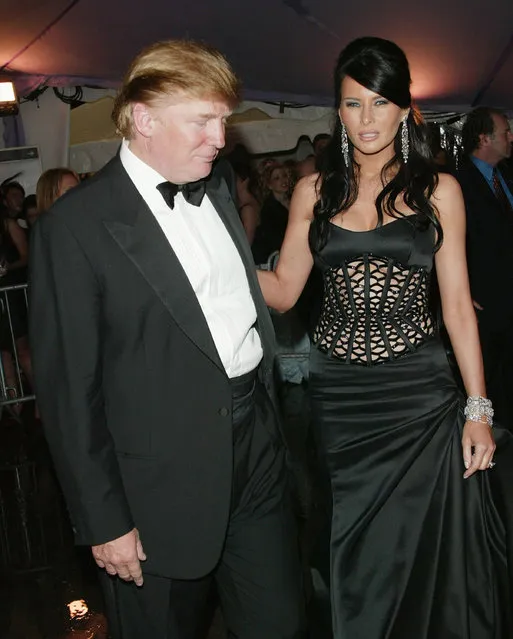 Donald Trump and girlfriend Melania Knauss attend the “Dangerous Liaisons: Fashion and Furniture in the 18th Century” Costume Institute benefit gala on April 26, 2004 at the Metropolitan Museum of Art, in New York City. (Photo by Evan Agostini/Getty Images)