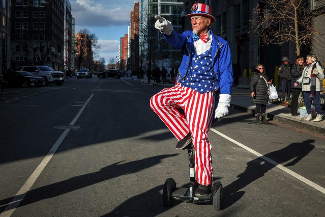 A man dressed as Uncle Sam gestures near the Capital One Arena, on the inauguration day of Donald Trump's second presidential term, in Washington, U.S., January 20, 2025. (Photo by Marko Djurica/Reuters)