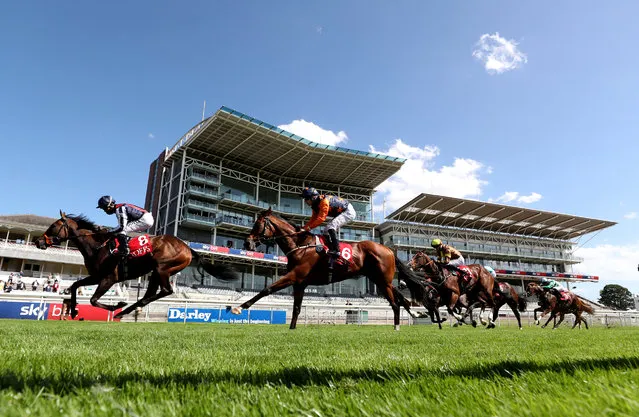 Happy Romance ridden by Sean Levey (left) wins the Goffs UK Premier Yearling Stakes during day two of the Yorkshire Ebor Festival at York Racecourse on August 20, 2020. (Photo by David Davies/PA Images via Getty Images)