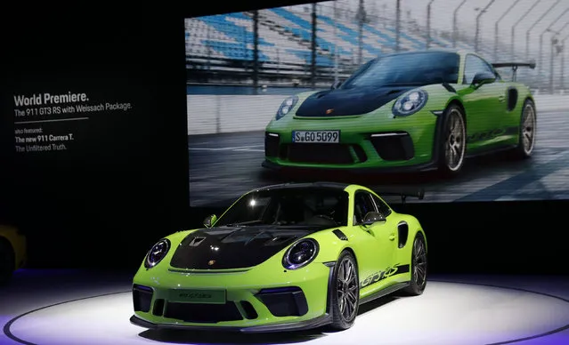 The 2019 Porsche 911 GT3 RS is displayed at the New York Auto Show in the Manhattan borough of New York City, New York, U.S., March 28, 2018. (Photo by Shannon Stapleton/Reuters)