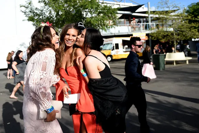 Race goers after the Geelong Cup on Geelong Cup day at Geelong Racecourse in Melbourne, Wednesday, October 19, 2016. (Photo by Tracey Nearmy/AAP Image)