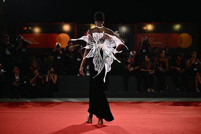 Angolan model Maria Borges attends the red carpet of the movie “Diva Futura“ presented in competition during the 81st International Venice Film Festival at Venice Lido, on September 4, 2024. (Photo by Marco Bertorello/AFP Photo)