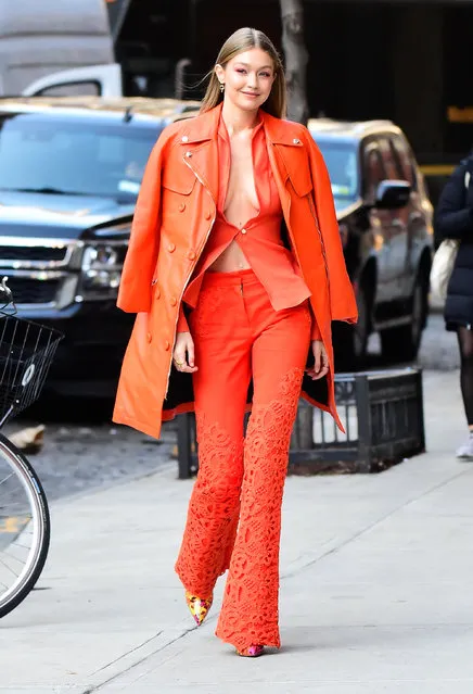 Model Gigi Hadid is seen walking in soho on December 11, 2018 in New York City. (Photo by Raymond Hall/GC Images)