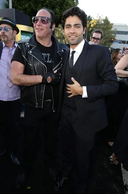Andrew Dice Clay and Adrian Grenier seen at Warner Bros. Premiere of "Entourage" held at Regency Village Theatre on Monday, June 1, 2015, in Westwood, Calif. (Photo by Eric Charbonneau/Invision for Warner Bros./AP Images)
