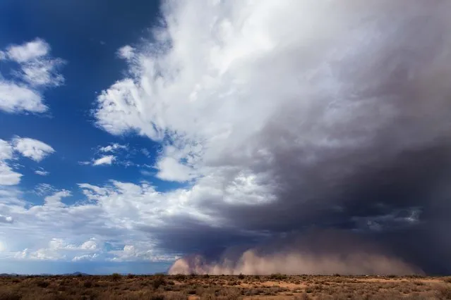 A thunderstorm rolls through the clear skies of Phoenix in July 2011. (Photo by Mike Olbinski/Barcroft Media)
