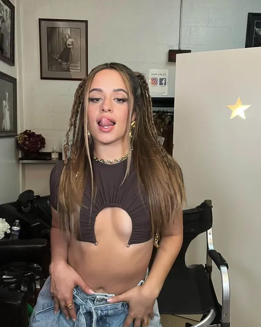Single Cuban-American singer-songwriter Camila Cabello shows off her underboob in a thirst trap posted to Instagram in the last decade of June 2022. (Photo by camila_cabello/Instagram)