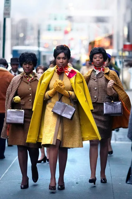 Jennifer Hudson as Aretha Franklin, Forrest Whitaker filming Liesi Tommy's “Respect” in NYC on February 15, 2020. (Photo by SteveSands/NewYorkNewswire/The Mega Agency)