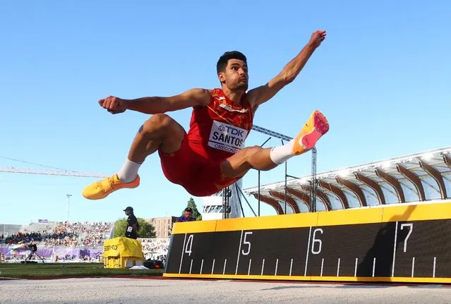 Hector Santos of Team Spain competes in the Men’s Long Jump qualification on day one of the World Athletics Championships Oregon22 at Hayward Field on July 15, 2022 in Eugene, Oregon. (Photo by Kai Pfaffenbach/Reuters)