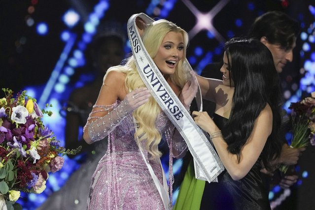 Miss Denmark Victoria Kjær Theilvig, left, wins the 73rd Miss Universe Beauty Pageant in Mexico City, Saturday, November 16, 2024. (Photo by Fernando Llano/AP Photo)