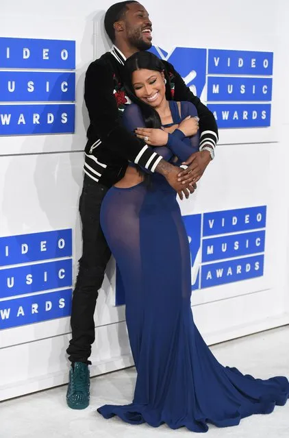 Nicki Minaj and Meek Mill attend the 2016 MTV Video Music Awards on August 28, 2016 at Madison Square Garden in New York. (Photo by Angela Weiss/AFP Photo)