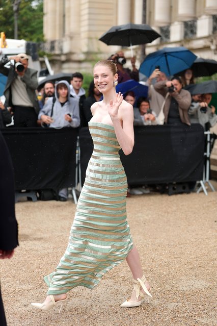 American actress and model Hunter Schafer attends the Schiaparelli Haute Couture Fall/Winter 2025/2026 show as part of Paris Fashion Week on July 07, 2025 in Paris, France. (Photo by Jacopo Raule/Getty Images)