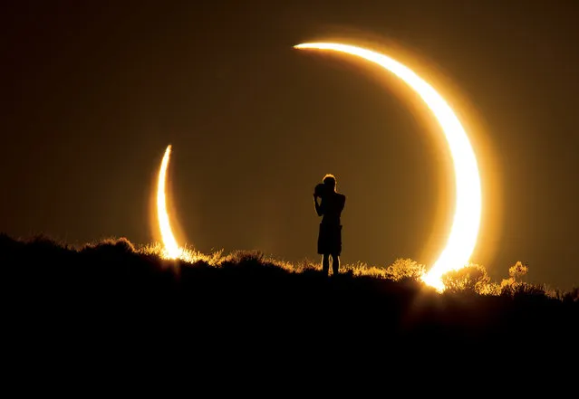 “An Onlooker Witnesses the Annular Solar Eclipse as the Sun Sets on May 20, 2012”. Photo by Colleen Pinski (Peyton, CO). Photographed in Albuquerque, NM, May 2012.
