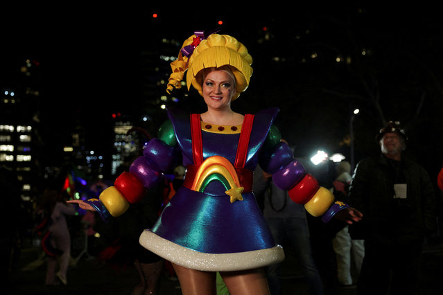 A woman in costume takes part in the annual Greenwich Village Halloween Parade in Manhattan in New York City, on October 31, 2025. (Photo by Jeenah Moon/Reuters)