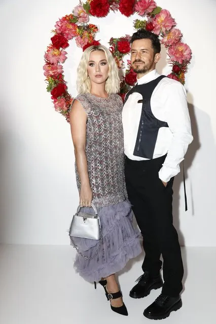 Katy Perry and Orlando Bloom attend the Louis Vuitton Parfum Dinner at Fondation Louis Vuitton on July 05, 2021 in Paris, France. (Photo by Julien M. Hekimian/Getty Images for Louis Vuitton)