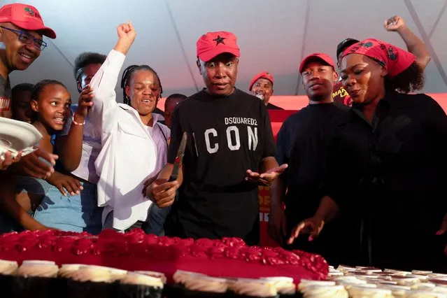 The leader of the South African opposition party, the Economic Freedom Fighters (EFF), Julius Malema, cuts his birthday cake at his birthday celebration at a community centre in Ivory Park, Johannesburg, South Africa on March 3, 2024. (Photo by Alet Pretorius/Reuters)