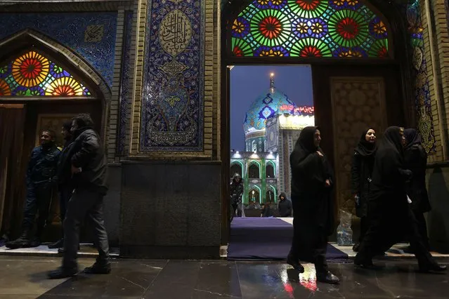 Iranian women leave Imamzadeh Saleh shrine during the month of Ramadan in Tehran, Iran, on March 11, 2024. (Photo by Majid Asgaripour/WANA)