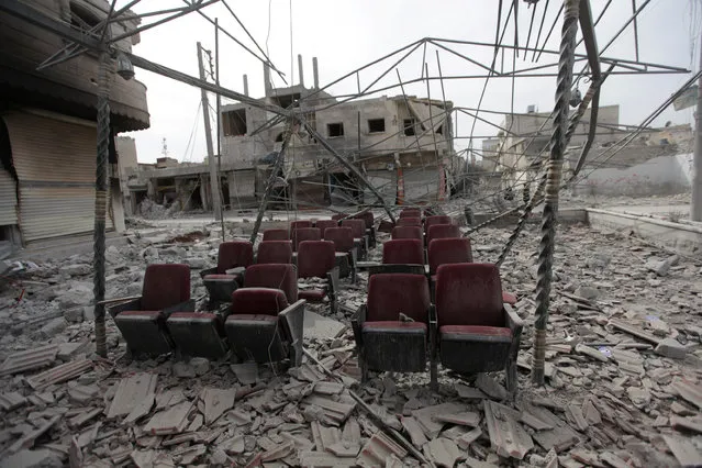 Damaged seats are pictured amidst rubble of buildings in the northern Syrian town of al-Bab, Syria February 28, 2017. (Photo by Khalil Ashawi/Reuters)