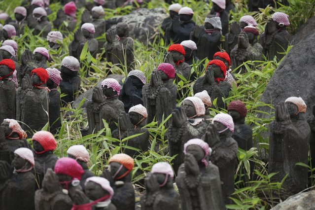 A view of Sentai Jizo, or 1000 stone statues, at “Sessho Seki” or “Killing Stone” Sunday, June 2, 2024, in Nasu, Tochigi Prefecture northern Japan. Sessho Seki is one of the most famous tourist attractions in the region. (Photo by Eugene Hoshiko/AP Photo)