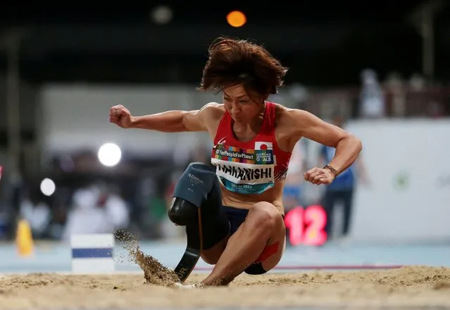 Maya Nakanishi of Japan competes en route to winning the women's T64 long jump at the World Para Athletics Championships in Dubai on November 11, 2019. (Photo by Christopher Pike/Reuters)